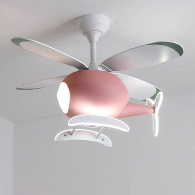 Simple Cartoon Aircraft LED Downrods Ceiling Fan Light