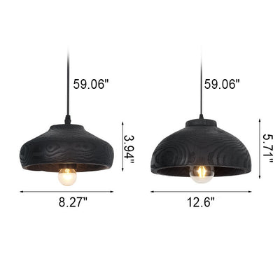 Nordic Vintage Black Dome Resin 1-Light Pendant Light