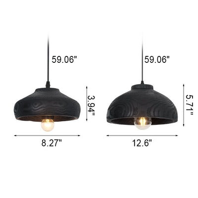 Nordic Vintage Black Dome Resin 1-Licht-Pendelleuchte 