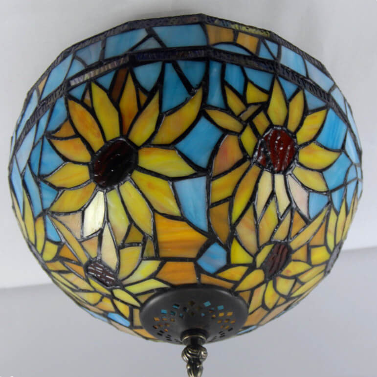 Éclairage encastré Tiffany vintage européen à 2 lumières 