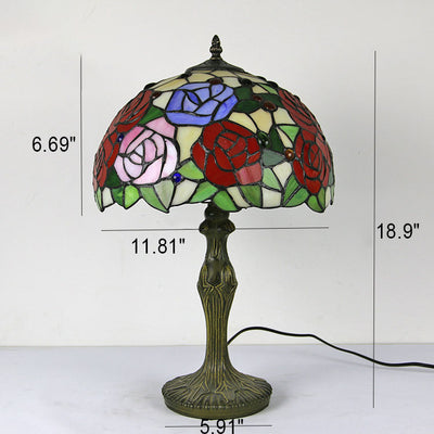 European Style Tiffany Gemstone Flower Dome 1-Licht-Tischlampe 