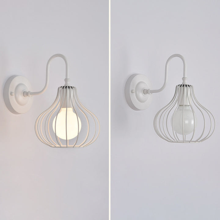 Lampe murale 1 lumière en forme de citrouille avec cadre en fer rustique traditionnel pour salon 