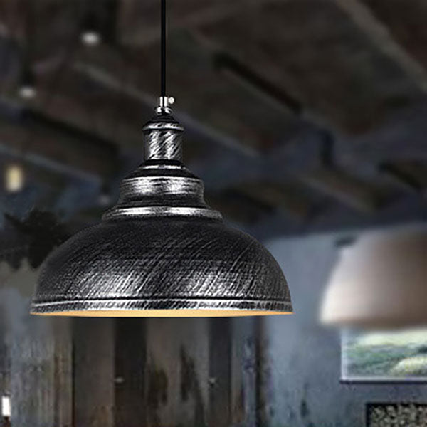 Lustre Suspendu à 1 Lumière avec Abat-jour Rond en Fer de Style Industriel 
