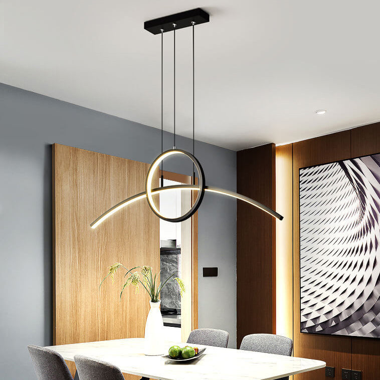 Modern Creative Long Curve Round Island Light LED Chandelier