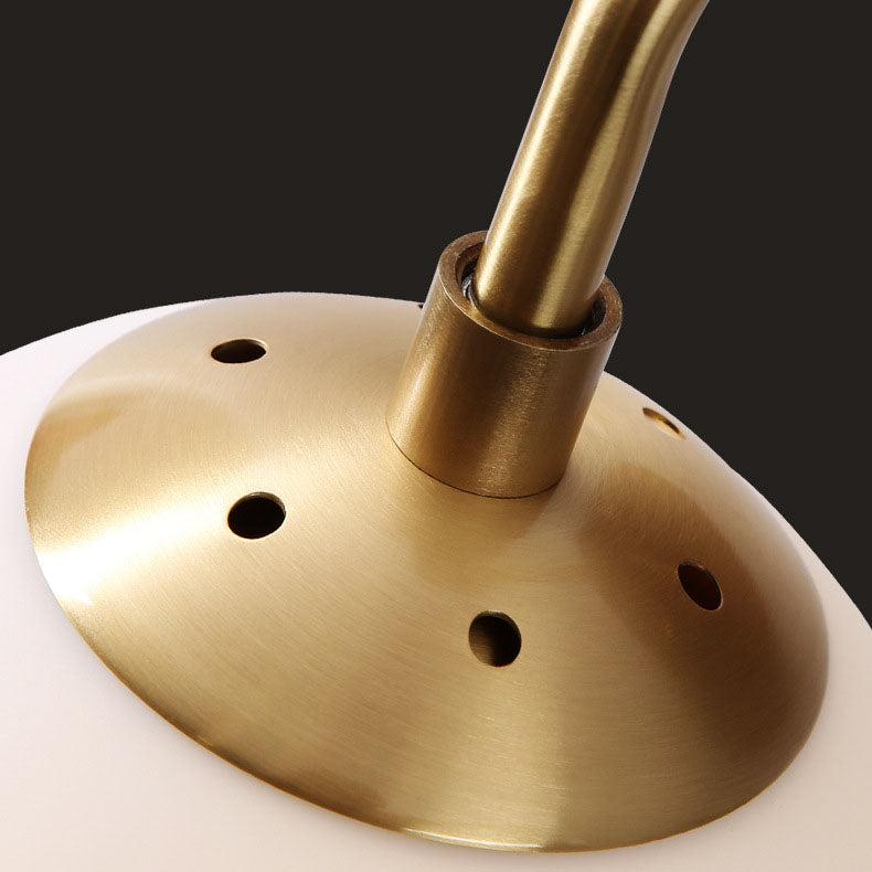 Contemporary Nordic Walnut Brass Glass Round Orb 1-Light Wall Sconce Lamp for Living Room