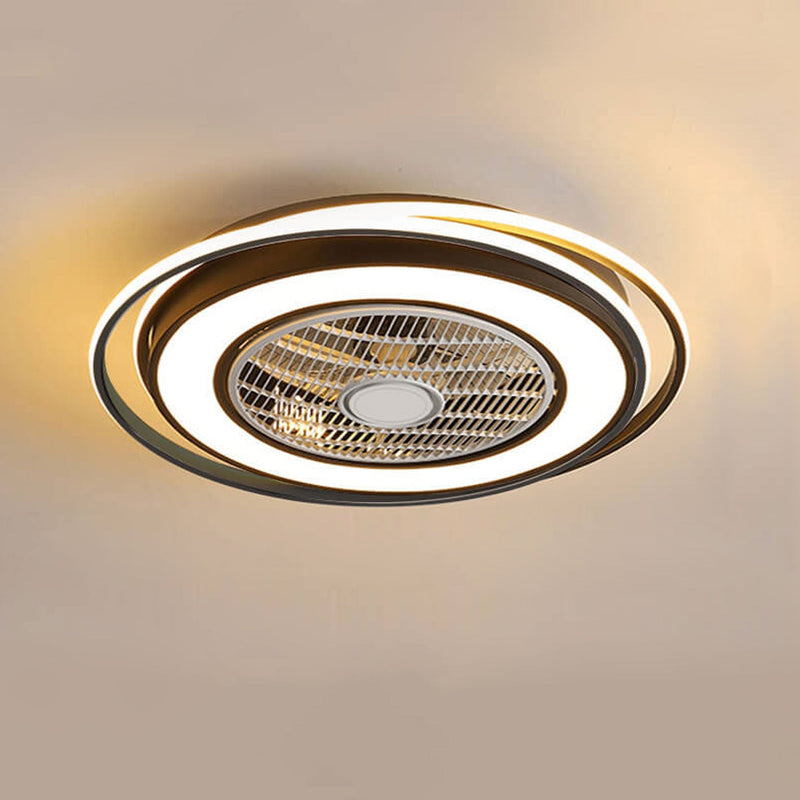 Nordic Simple Crystal Round Frame Design LED Flush Mount Ceiling Fan Light