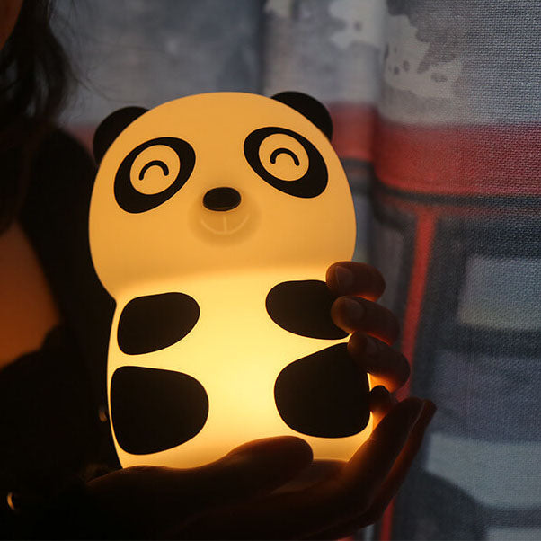Lámpara de mesa de luz nocturna LED de silicona creativa con forma de panda de dibujos animados 