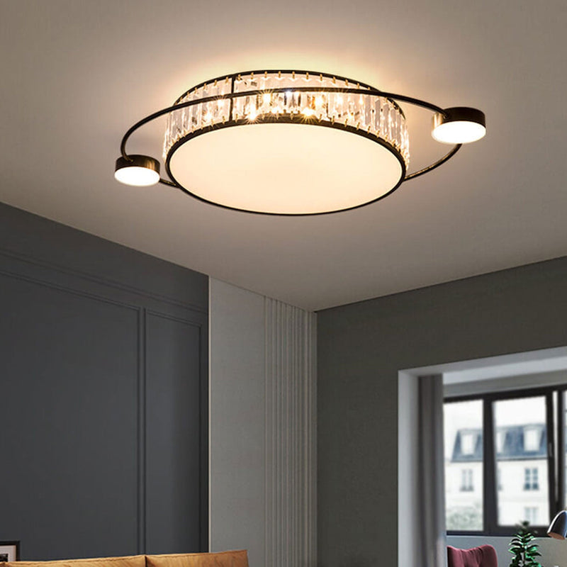 Nordic Luxury Crystal Round Ring Satellite LED Flush Mount Ceiling Light