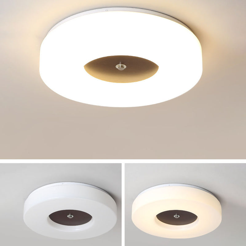 Minimalist Chinese Walnut Round Acrylic LED Flush Mount Ceiling Light