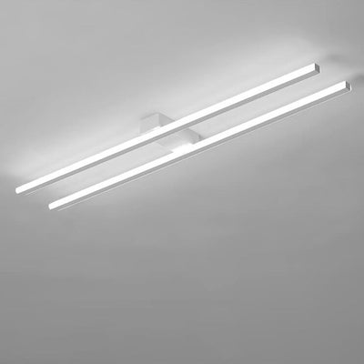 Modern Minimalist Geometric Dual Straight Line LED Semi-Flush Mount Ceiling Light For Hallway