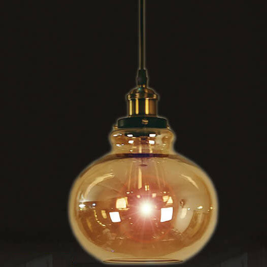 Suspension Luminaire Rétro Industriel en Verre Rond en Forme de Gourde à 1 Lumière 