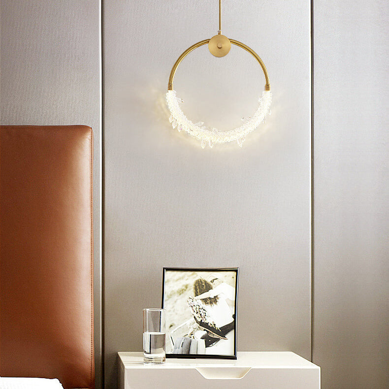 Nordic Luxury Circle Messing Eis Kristall LED Pendelleuchte 