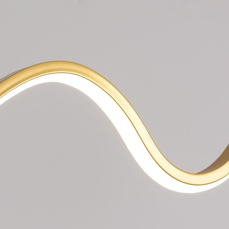 Moderner minimalistischer Kronleuchter mit gewelltem Aluminiumstreifen und PLA 3D-Mondschirm LED-Insellicht für das Esszimmer 