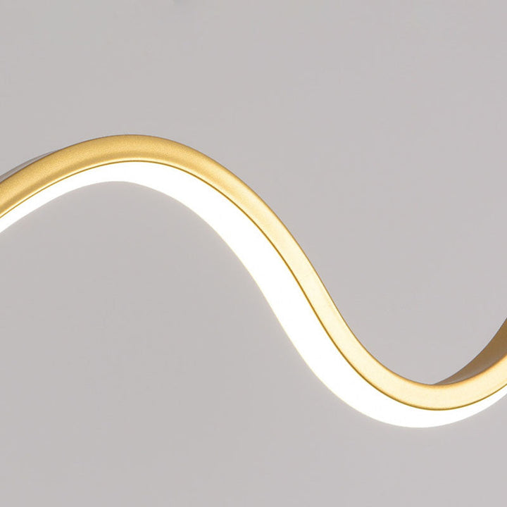 Moderner minimalistischer Kronleuchter mit gewelltem Aluminiumstreifen und PLA 3D-Mondschirm LED-Insellicht für das Esszimmer 