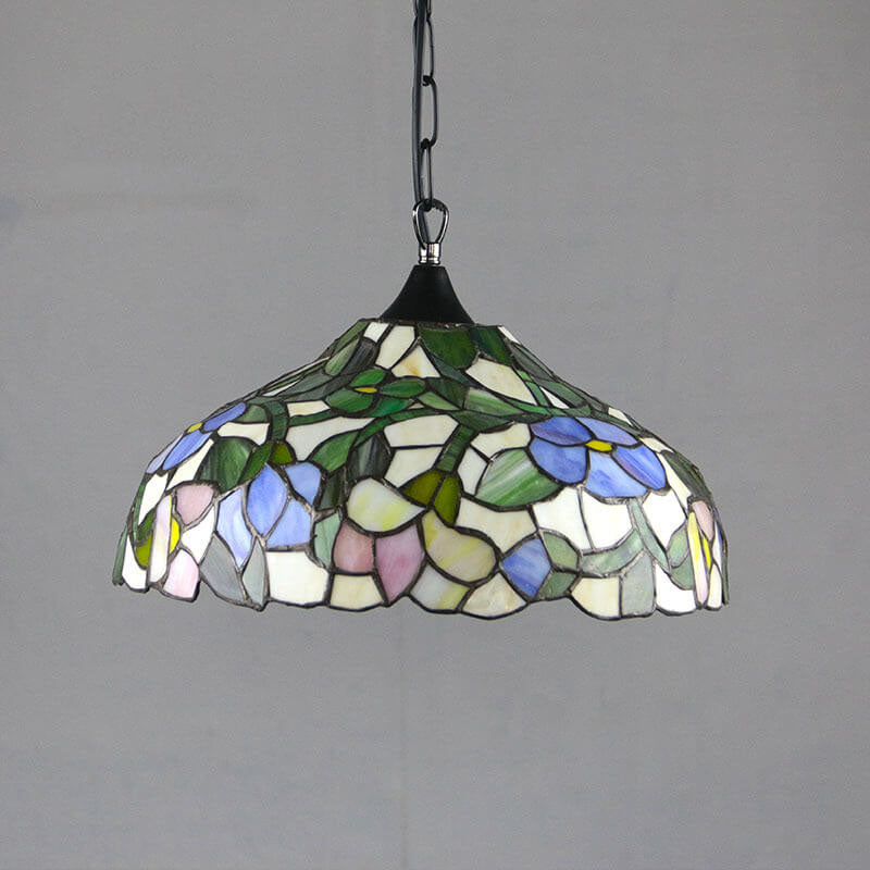 Tiffany Vintage Glasschirm 1-Licht Pendelleuchte 