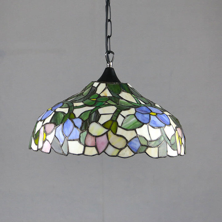 Tiffany Vintage Glasschirm 1-Licht Pendelleuchte 