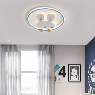 Childlike Creative Cartoon Rabbit Design LED Flush Mount Light