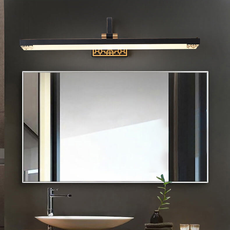 Retro Chinese Iron Bar Rotating LED Mirror Front Wall Sconce Lamp