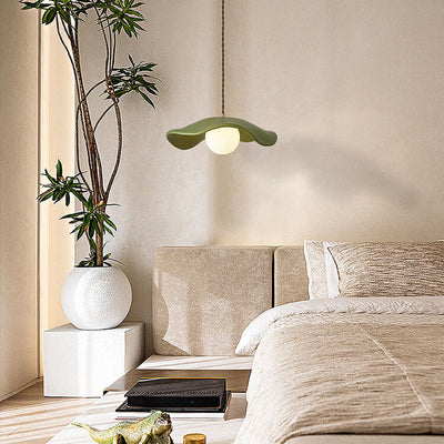 Macaron Cream Dome Wave Design Resin 1-Light Pendant Light
