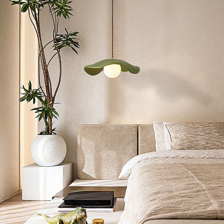 Macaron Cream Dome Wave Design Resin 1-Light Pendant Light