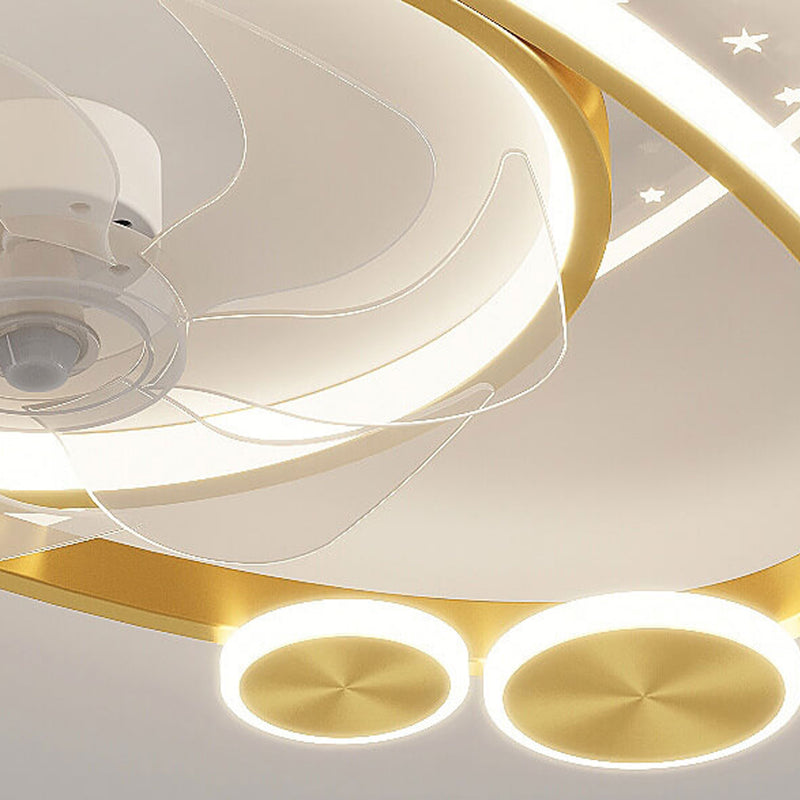 Modern Creative Planet Star Effect LED Flush Mount Ceiling Fan Light