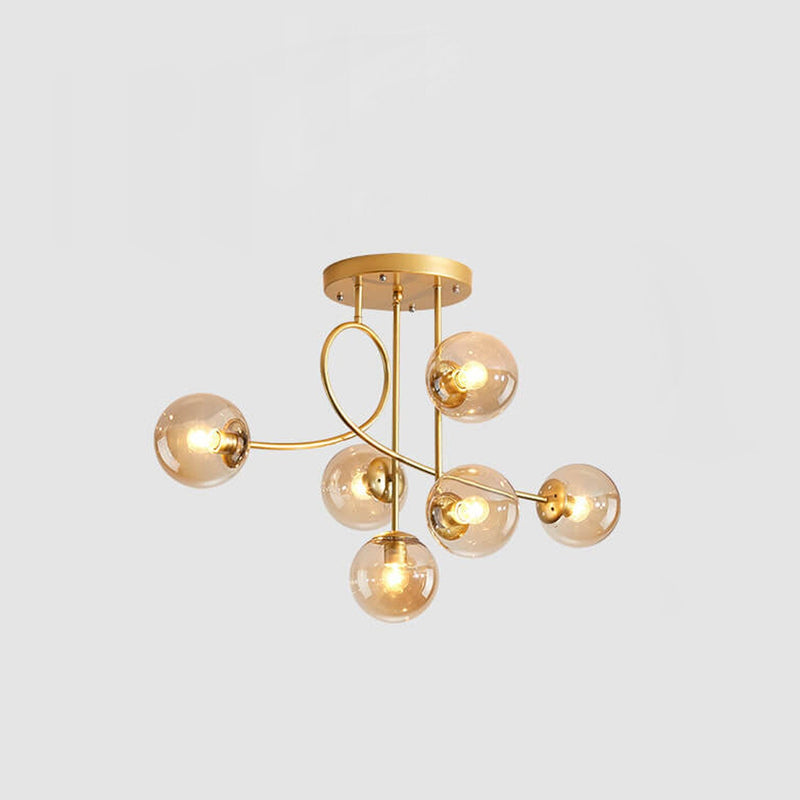 Nordic Light Luxury Magic Bean Glass Ball 6-Light Semi-Flush Mount Ceiling Light