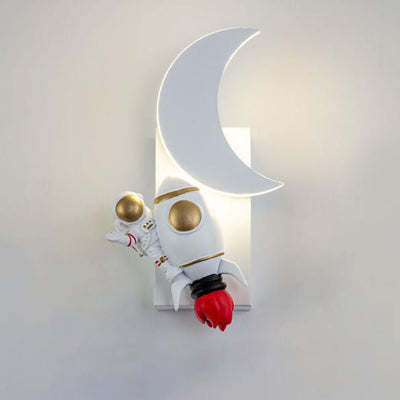 Childlike Cartoon Space Astronaut Moon Acrylic LED Wall Sconce Lamp