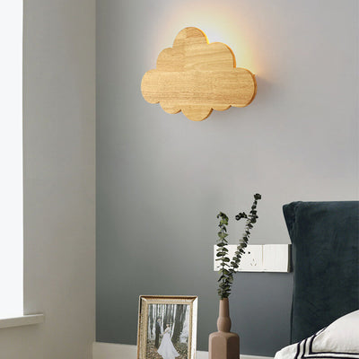 Nordic Minimalist Creative Cloud Wood 1-Light Wall Sconce Lamp