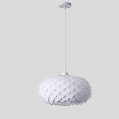 Modern Minimalist Cream Pine Cone Round Dome 1-Light Pendant Light