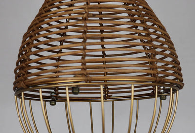 Retro Rattan Weaving Teardrop Shade 1-Licht Pendelleuchte 