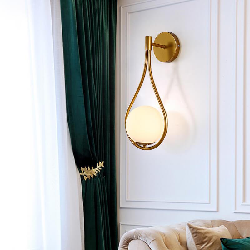 Modern 1-Light Globe Water Drop Shape Armed Sconce Lamp 2 Design