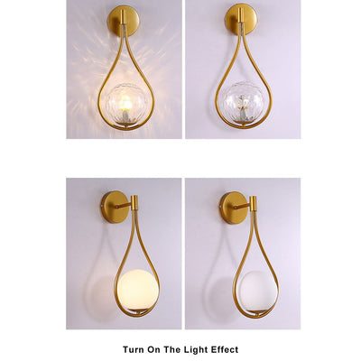 Modern 1-Light Globe Water Drop Shape Armed Sconce Lamp 2 Design