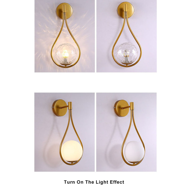 Moderne 1-Licht-Globus-Wassertropfen-Form Wandleuchte mit Arm, 2 Designs 