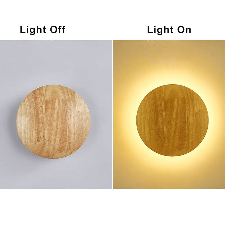 Hölzerne 1-Licht-Kreis-LED-Wandleuchte 