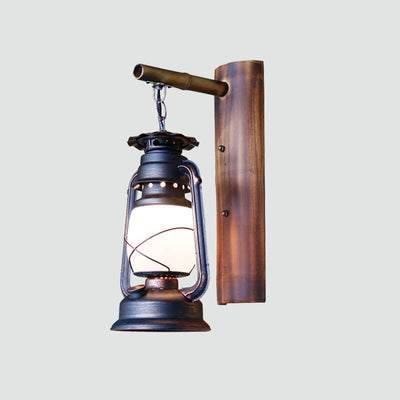 Vintage Horse Lantern Iron 1-Light Wall Sconce Lamp