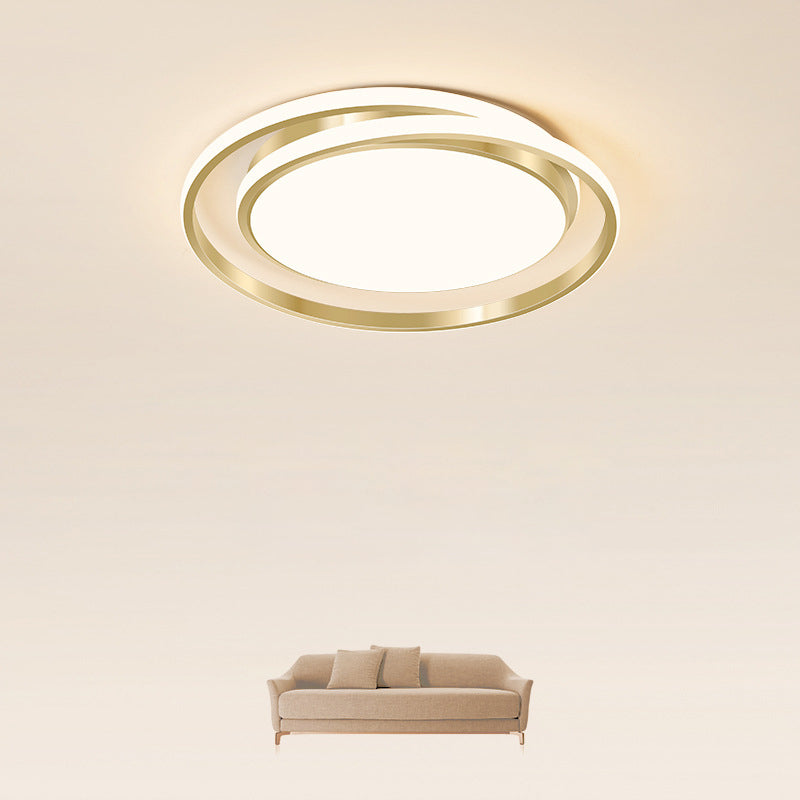 Plafonnier LED à montage encastré, lumière moderne et de luxe, cercle doré 