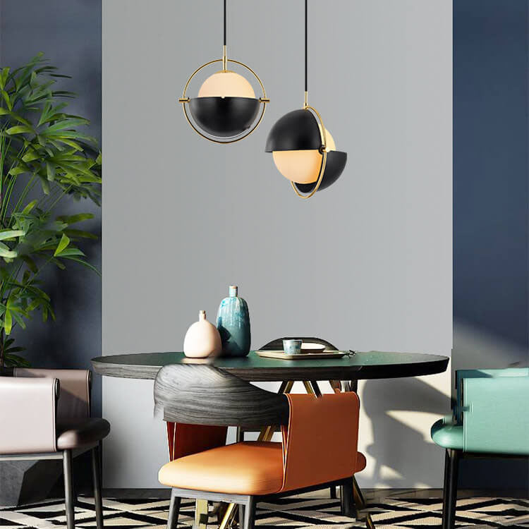 Modern Minimalist Spherical Glass Shade 1-Light Pendant Light