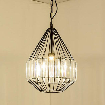 Vintage Wrought Iron Geometry Birdcage 1-Light Pendant Light