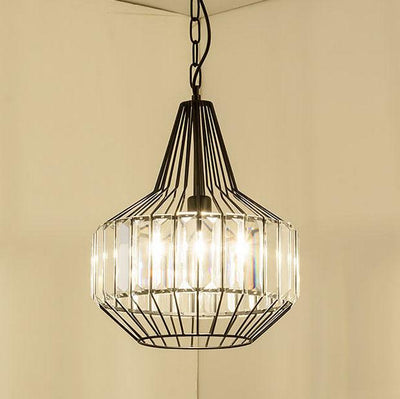 Vintage schmiedeeiserne Geometrie Birdcage 1-Licht Pendelleuchte 