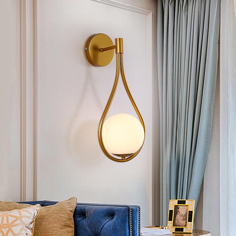 Moderne 1-Licht-Globus-Wassertropfen-Form Wandleuchte mit Arm, 2 Designs 