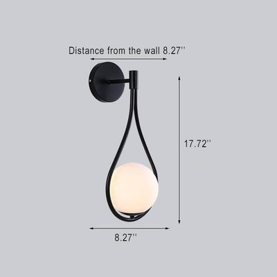 Modern 1-Light Globe Water Drop Shape Armed Sconce Lamp 2 Design