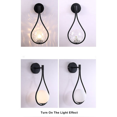 Modern 1-Light Globe Water Drop Shape Armed Sconce Lamp 2 Design