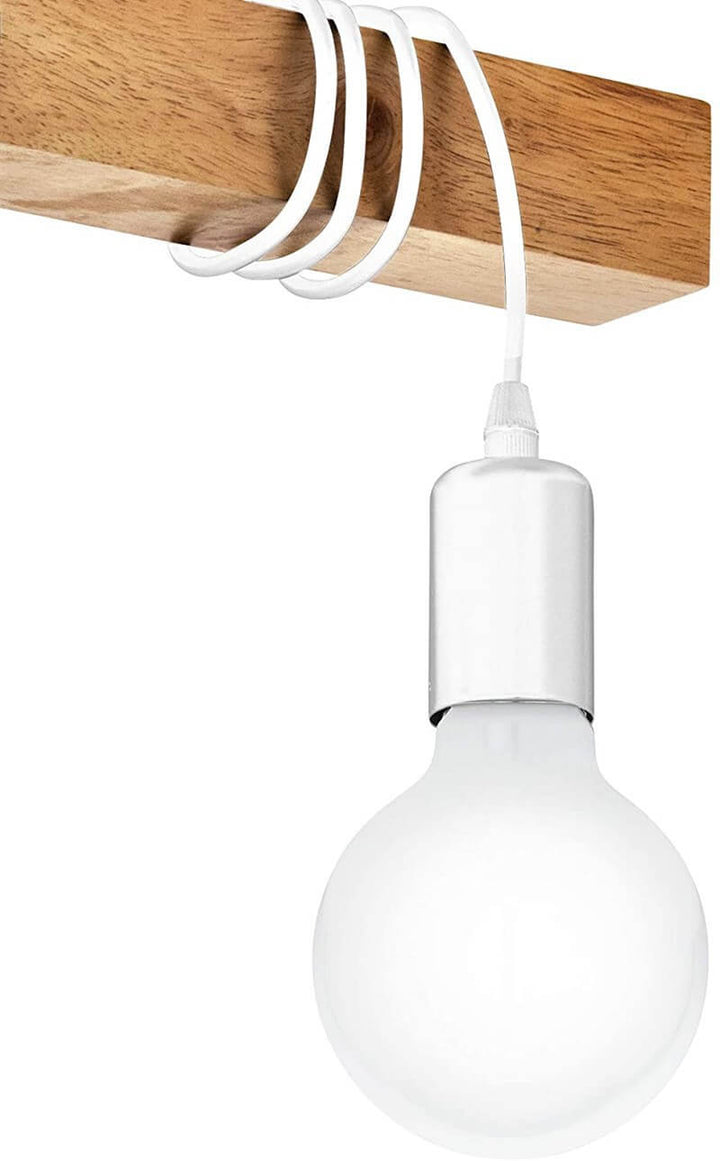 Industrial Vintage Wooden Linear 3-Light Semi-Flush Mount Ceiling Light