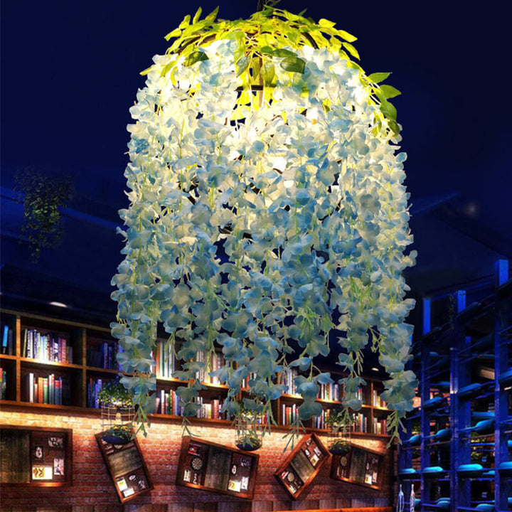 Zeitgenössischer kreativer Kronleuchter aus Eisen mit Blumenoptik aus Kunststoff und Seidenstoff mit bunten Blumen, 1/3/5-flammig, für Wohnzimmer &amp; Schlafzimmer 