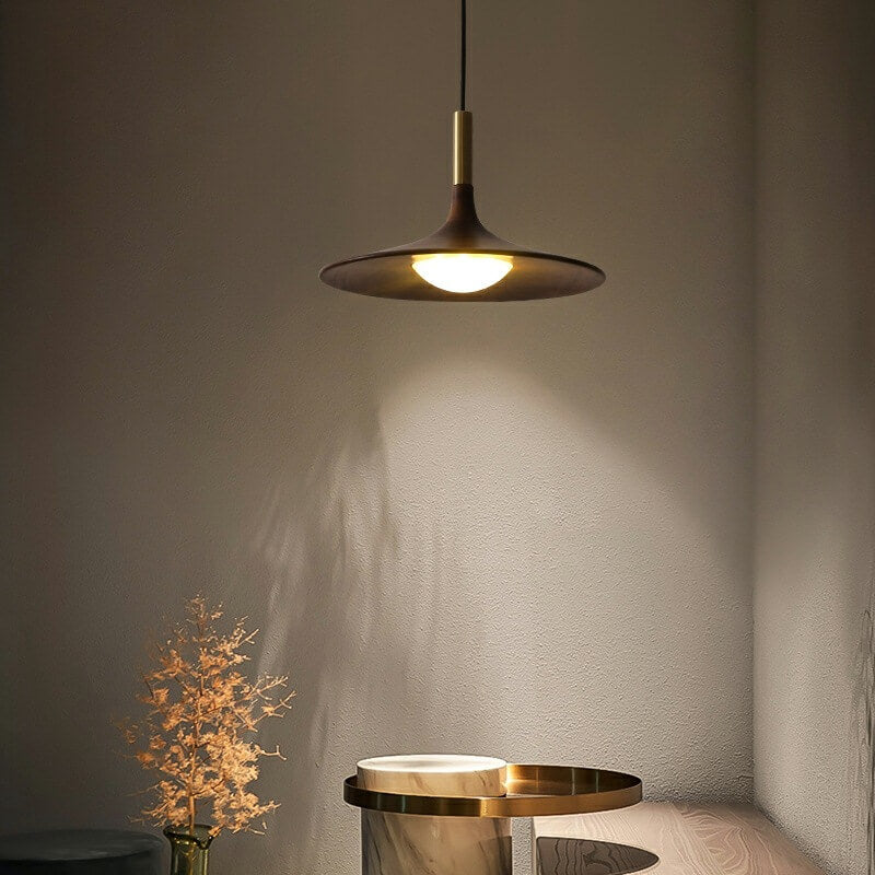 Modern Black Walnut LED Pendant Light