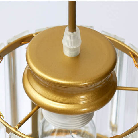 Moderne prismatische Kristallzylinder 6-Licht-Treppenhaus-Kronleuchter 
