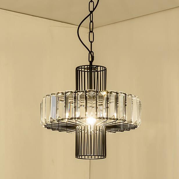 Vintage schmiedeeiserne Geometrie Birdcage 1-Licht Pendelleuchte 