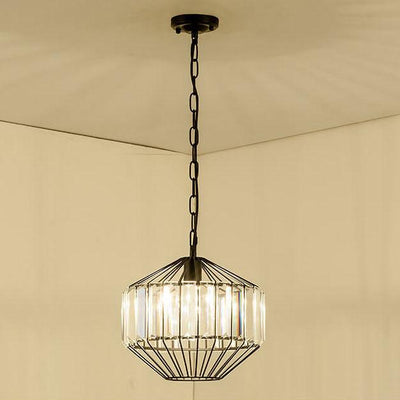 Vintage schmiedeeiserne Geometrie Birdcage 1-Licht Pendelleuchte 