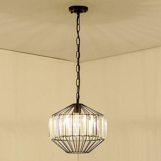 Vintage schmiedeeiserne Geometrie Birdcage 1-Licht Pendelleuchte 