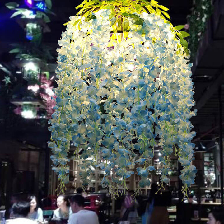 Zeitgenössischer kreativer Kronleuchter aus Eisen mit Blumenoptik aus Kunststoff und Seidenstoff mit bunten Blumen, 1/3/5-flammig, für Wohnzimmer &amp; Schlafzimmer 